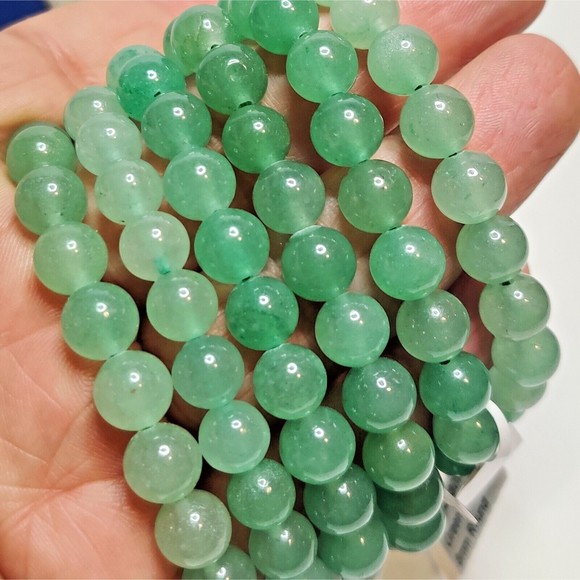 GREEN AVENTURINE STRETCHY ROUND 8mm BRACELET NAT. STONE w/ FREE FELT POUCH-B809 - Picture 5 of 14